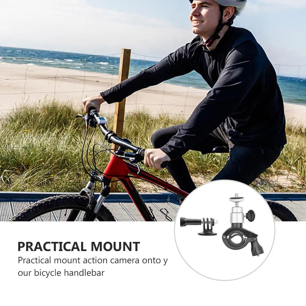 Action Camera Handlebar Mount 360 Degree Rotating Heavy Duty Clamp for Bike Motorcycle Scooter Up to 30Mm Handlebar Sports