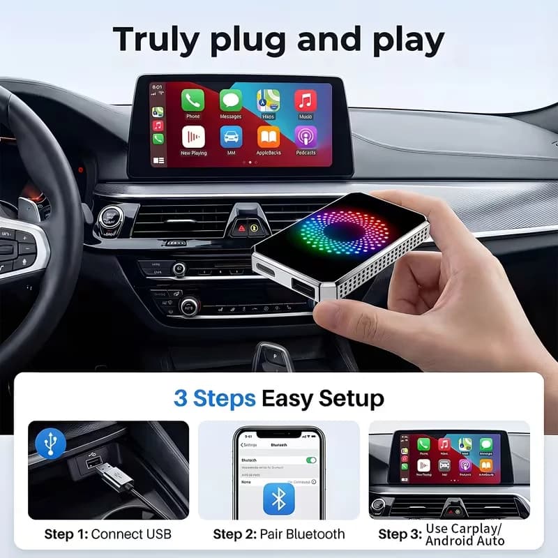 3-in-1 Magic Video Box Wireless CarPlay Adapter - Stream Netflix, YouTube & TikTok, USB Plug & Play
