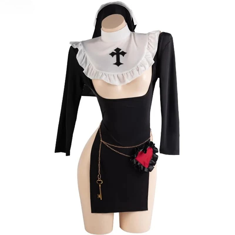 Bellissimo vestito da suora Lingerie sexy Gioco di ruolo Donne Cameriera Uniforme Tentazione Pigiama Abiti Costumi erotici