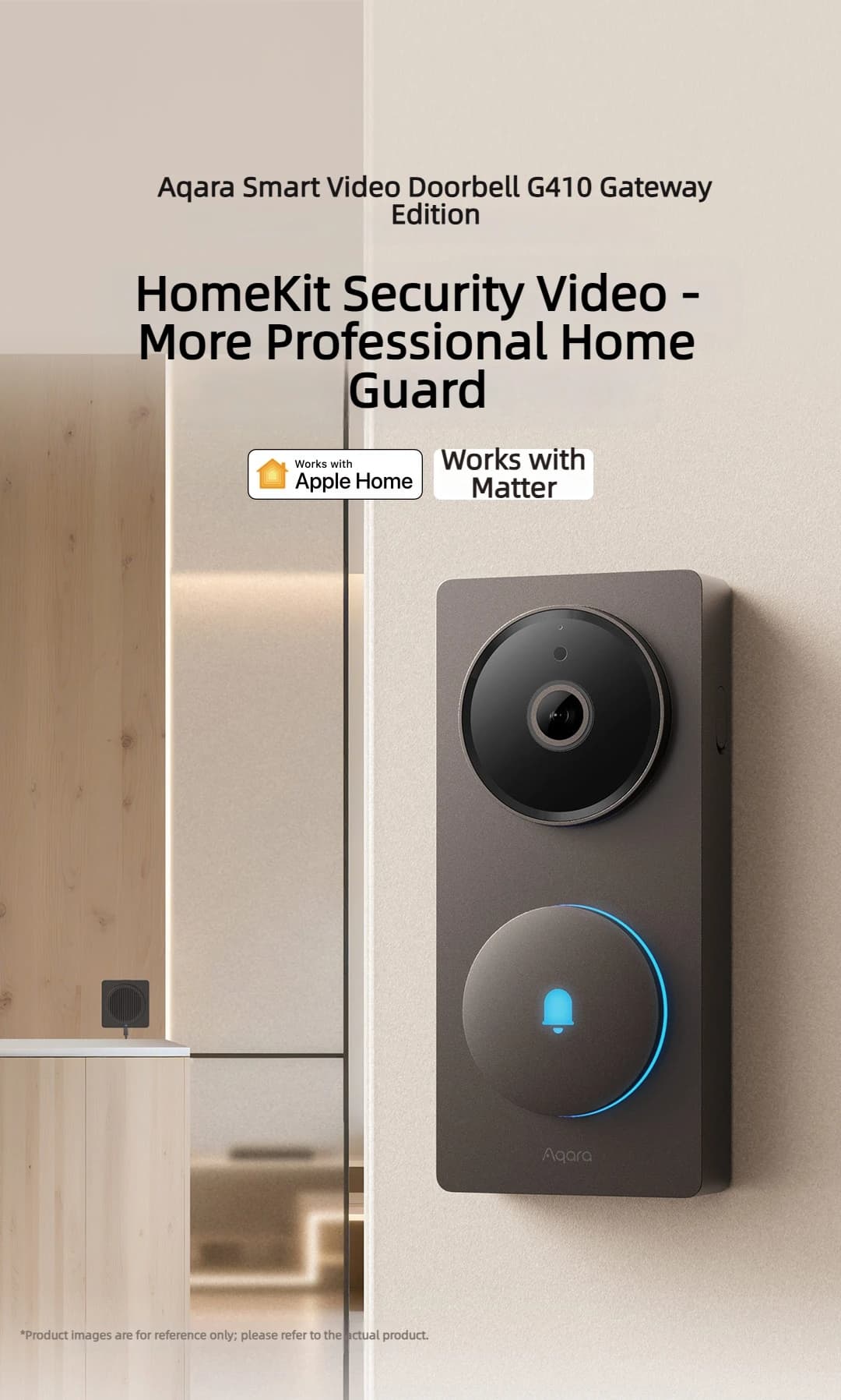 Aqara G410 Smart Video Doorbell Smart Hub Gateway 2K WiFi 2.4GHz/5GHz Zigbee/Thread AI Face Recognition For Apple HomeKit APP