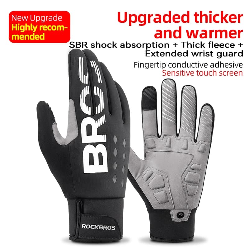 ROCKBROS Bicycle Gloves Winter Gloves Hot Windproof Gloves Touch screen gloves with long fingers in fleece Outdoor sports Horse riding gloves