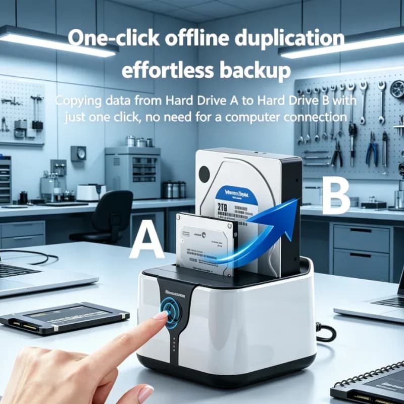Box HDD SSD Aggiornato con Clonazione Offline, Docking Station a Doppio Alloggiamento, Adattatore Duplicatore da SATA a USB 3.0 per 2.5 e 3.5 pollici