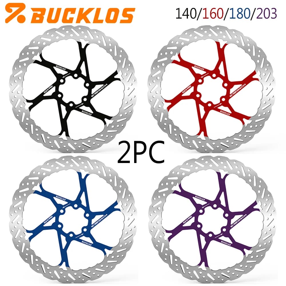 BUCKLOS Set di 2 Dischi Freno per Bicicletta 160mm 140mm 180mm 203mm, Dischi Freno con Dissipazione del Calore, Rotore per Freni a Disco Idraulici