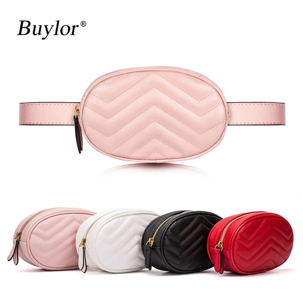 Buylor Nuovo marsupio per donna Designer di marca Borsa da cintura Moda Fanny Pack Borse in pelle PU Borsa da petto Ragazze Tasca per telefono carina