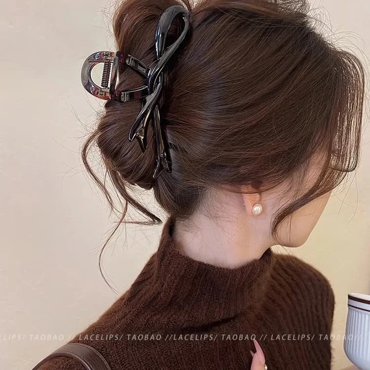 13 centimetri Nastro Acrilico Arco Artigli Dei Capelli Granchio Pinze Lucido Barrettes Copricapi Forcelle Shark Coda di Cavallo Per Le Donne Accessori Per Capelli
