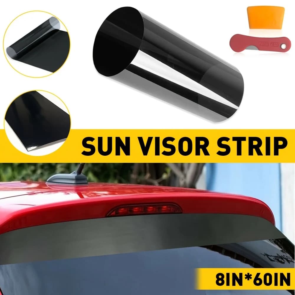 1 Pz 8*60 pollici Auto Visiera Parasole Striscia Parabrezza Banner Vinile di Lunga Durata Premium Vuoto Decalcomania Nero Ombra Finestra Pellicola Della Decalcomania Auto UV