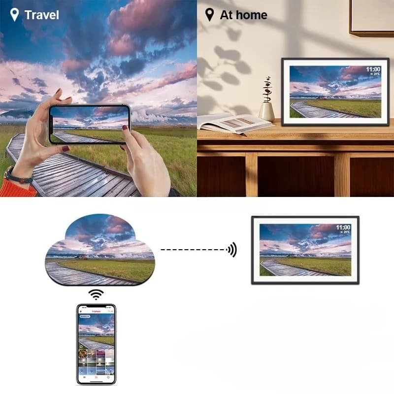 Pros Wifi Cloud Touch Screen Album fotografico digitale elettronico da 15,6 pollici Cornice LCD sottile App Frameo da 15,6 pollici
