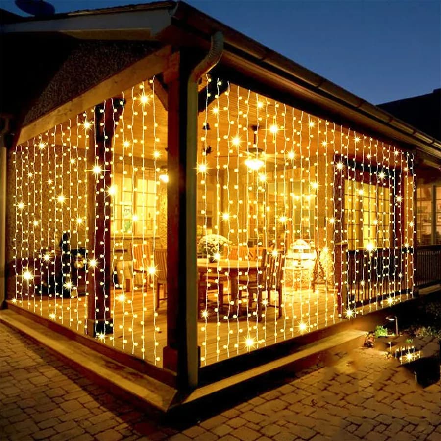 2023 New 3*3M 3*2M LED Curtain Fairy String Lights Outdoor Christmas Window Icicle Garden Lights Decor Holiday Wedding Garland