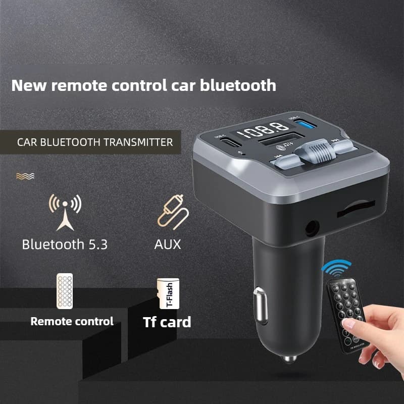 Lettore Mp3 per auto da 15 W Dual USB C Caricatore rapido per auto FM Bluetooth 5.3 Ricevitore Trasmettitore Flash Drive Kit per auto Trasmettitore radio audio