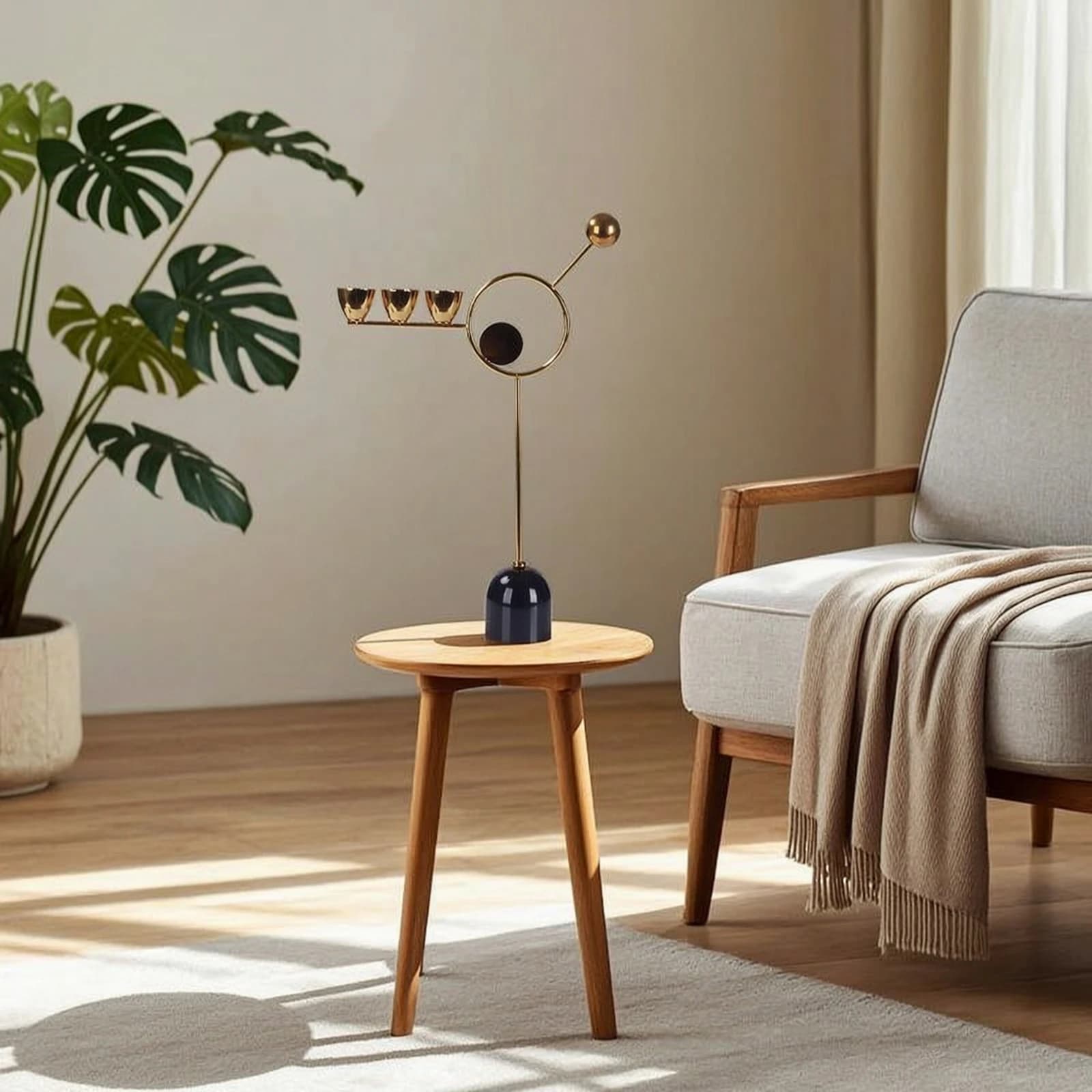 Geometric Candle Holder Abstract Candle Holder with Metal Frame Decorative for Living Room, Dining Table