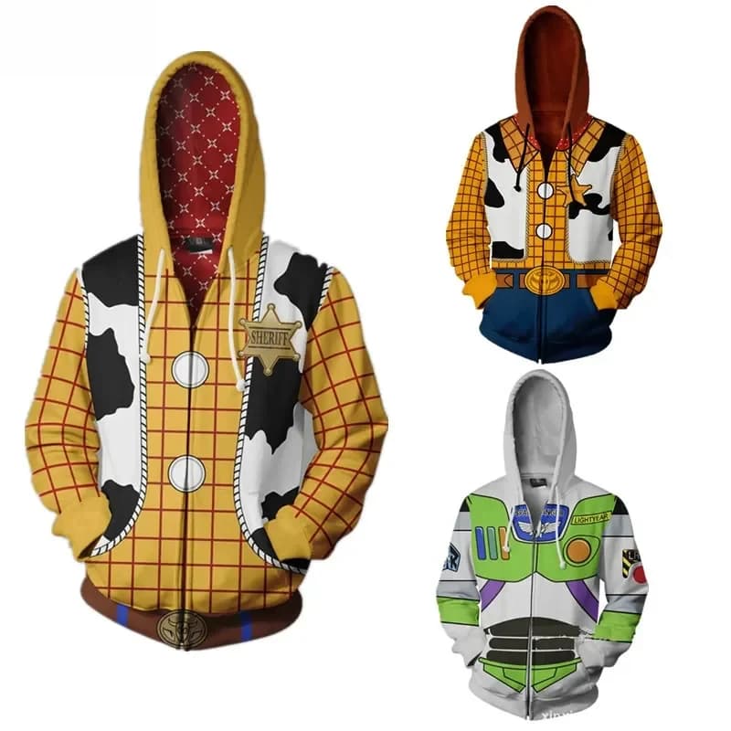2025 Halloween Cosplay Toy cosplay storia costume anime giocattolo felpe con cappuccio felpe storia per bambini adulti stampa 3D cerniera con cappuccio felpa
