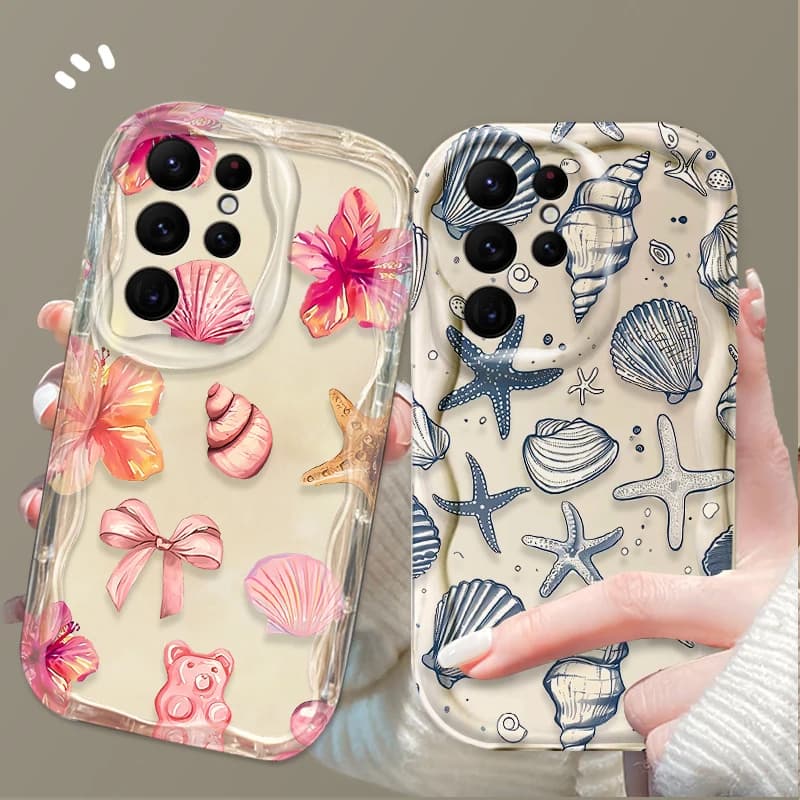 Custodia trasparente per Samsung Galaxy S24 S25 Ultra S23 S22 S21 Plus FE A56 A36 A26 A16 A06 A15 A25 A35 A55 5G Organismo marino colorato