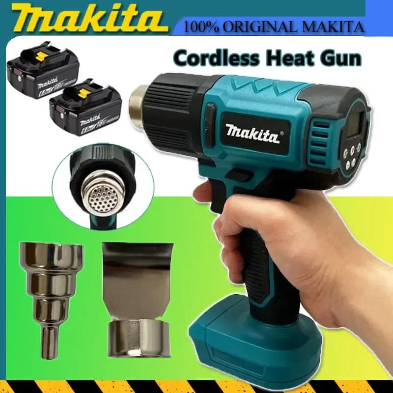 Pistola Termica Industriale Makita, Pistola ad Aria Calda Portatile Elettrica, Temperatura Regolabile, Senza Fili, Batteria 18V