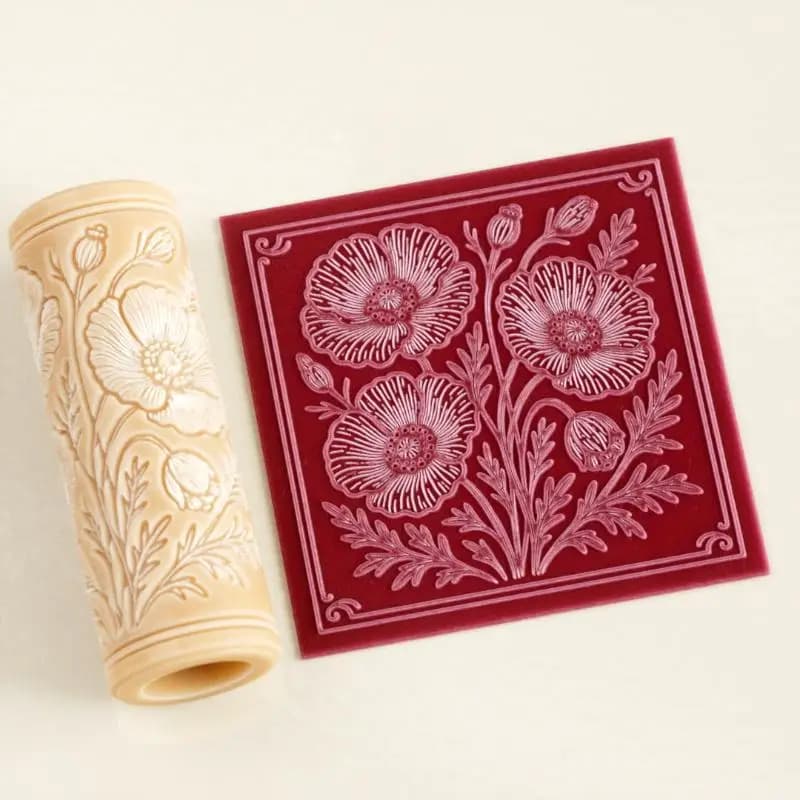 Rullo per Argilla con Motivo Teschio Floreale, Rullo per Texture in Argilla, Rullo per Stampa Ceramica, Rullo Texturizzato per Polimero, Utensili Fai da Te per Ceramica e Artigianato