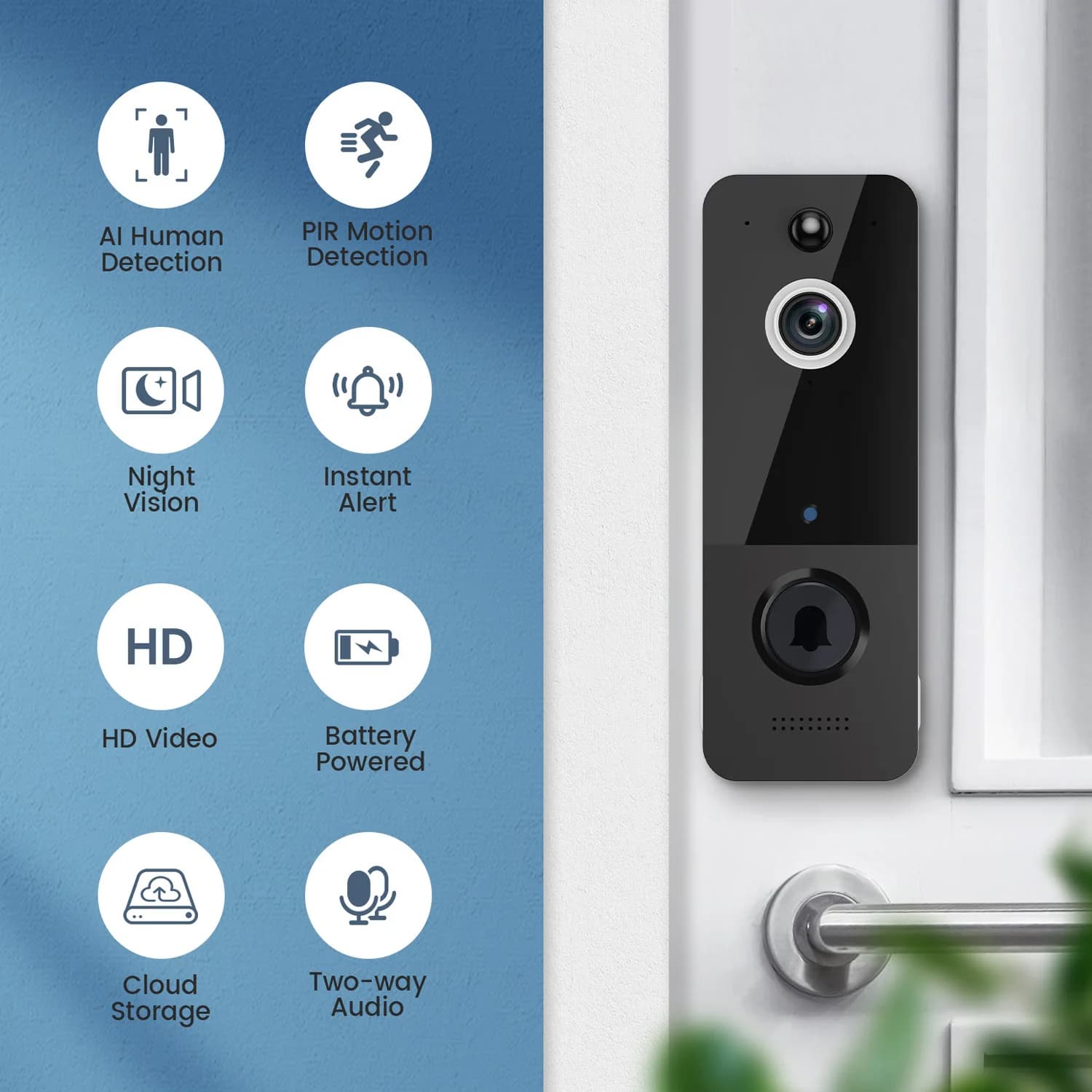 Campanello IP WIFI wireless 720P Videocitofono per visione notturna IR Campanello visivo con campanello interno