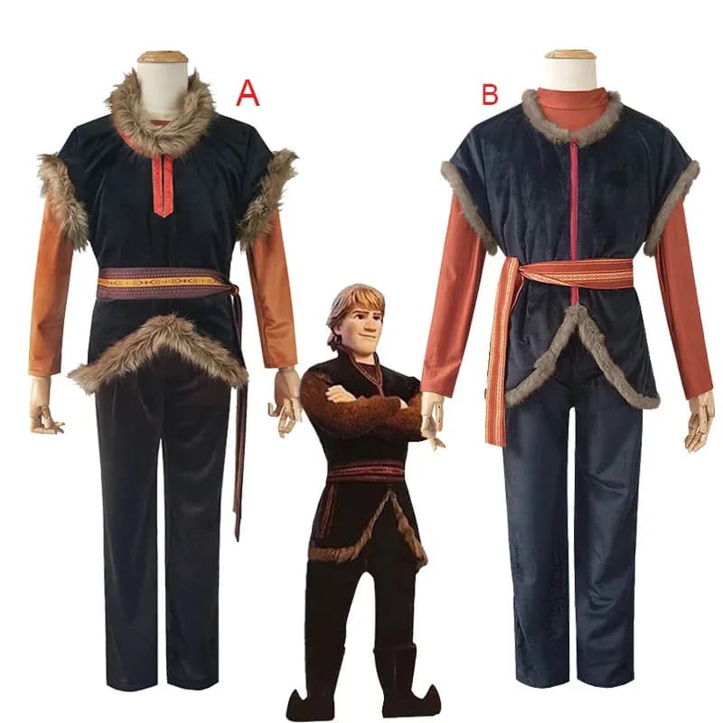 Costumi Cosplay Frozen Kristoff Giacca Camicia Pantaloni Cintura Abito Adulto Unisex Set Halloween Carnevale Festa Uniforme Outfit goi/6