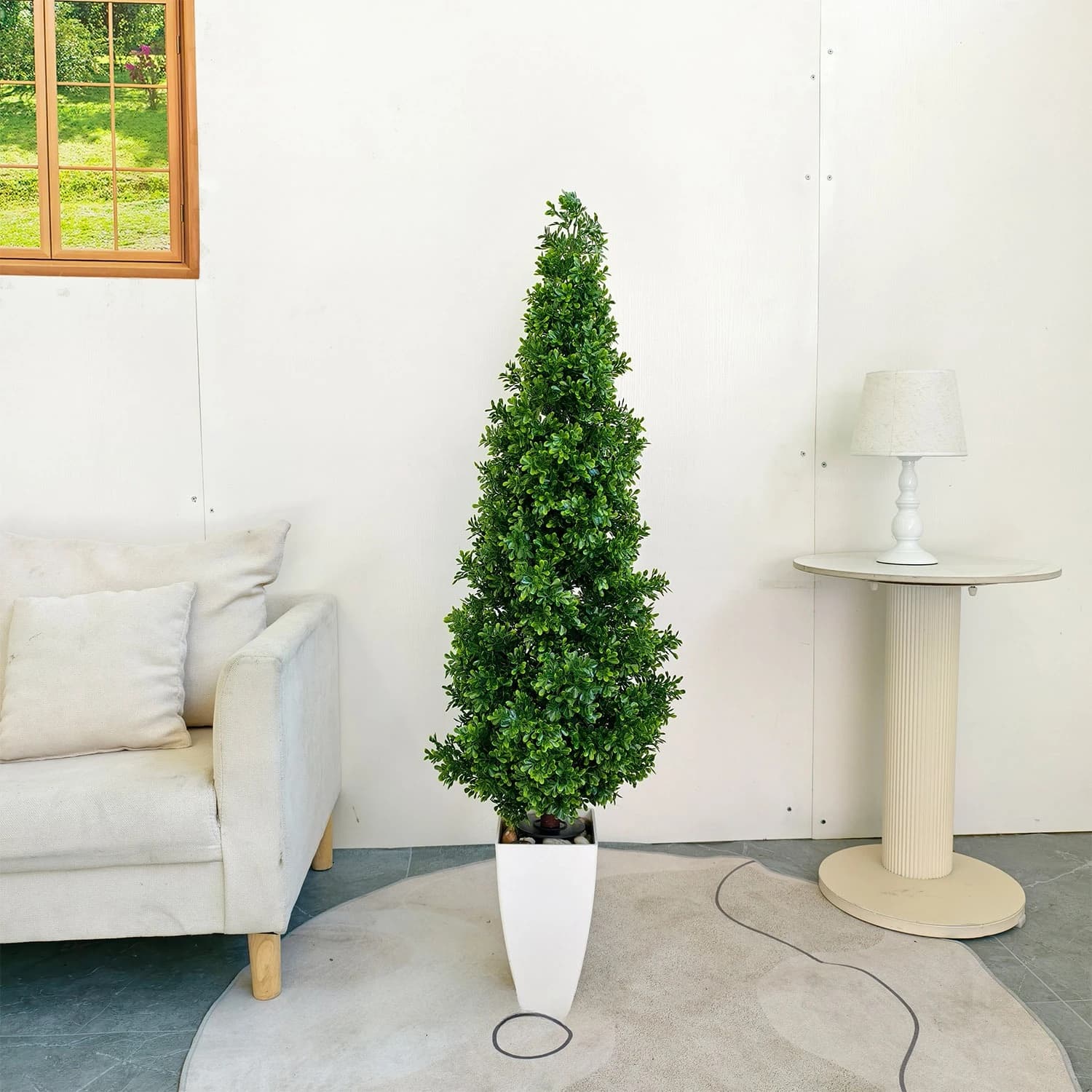 Artificial Water Ring Leaf Floor Tree, UV Resistant Nordic Indoor Home Decoration Fake Plant