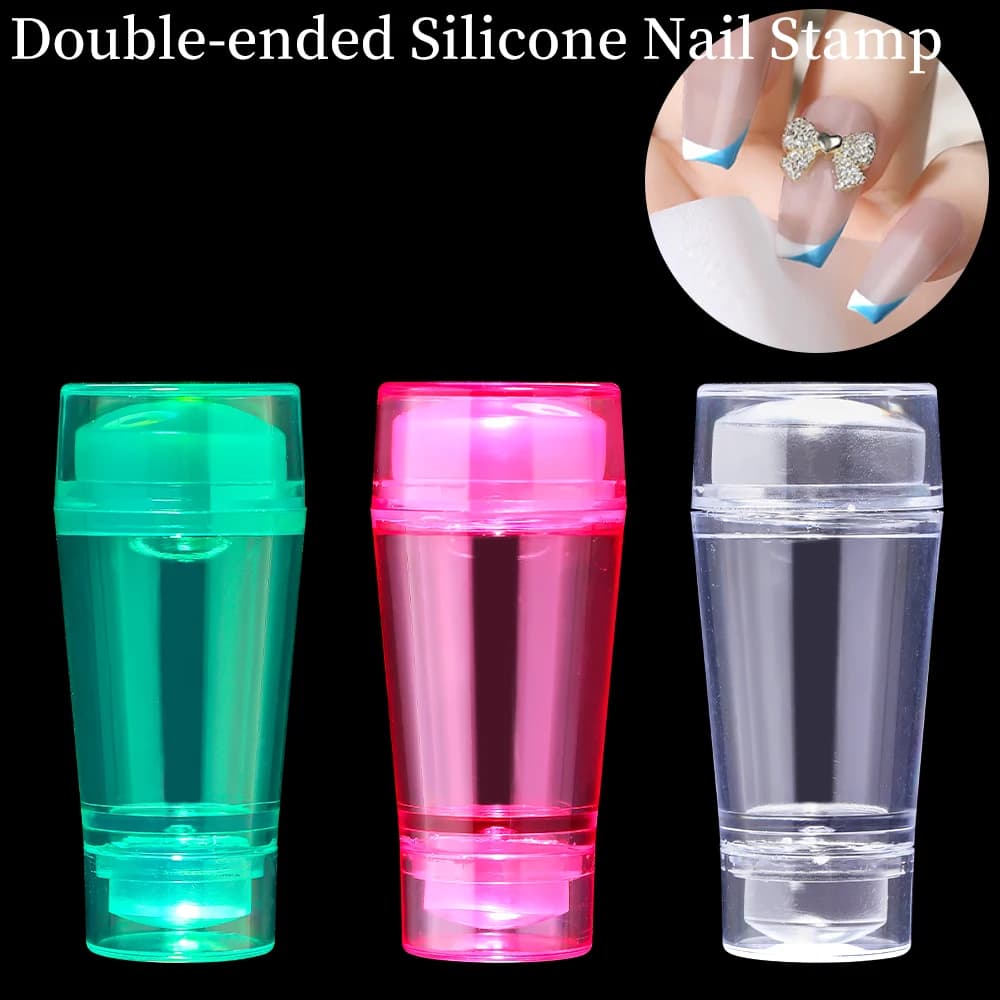 LINMADA Transparent Silicone Stamps French Manicure Stamps Nail Art Stamp Tools Nail Stamp Sets Suitable for Nail Decoration