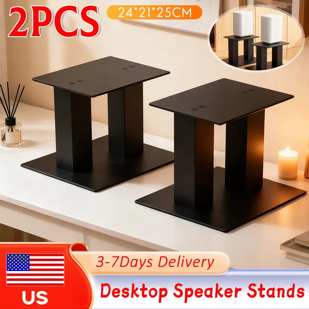 1 Supports for Steel Studio Monitor, Resistant up to 11 kg, with Rubber Feet for Small/Medie Desk Speakers Size