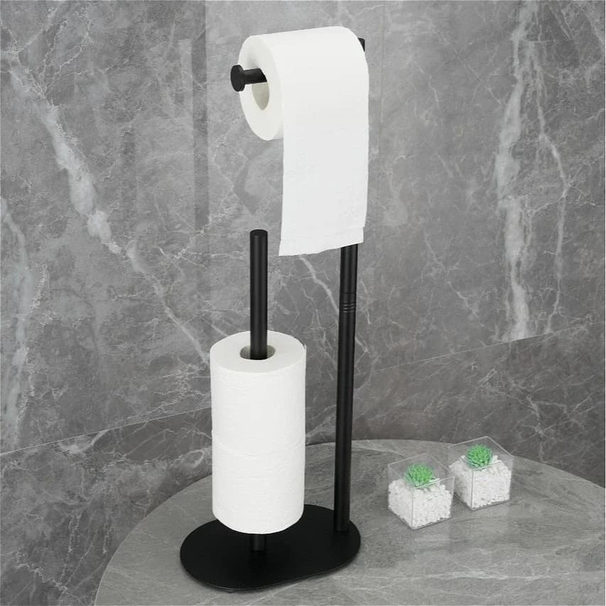 Stainless steel toilet paper holder with sanitary brush, detachable independent heavy-duty base