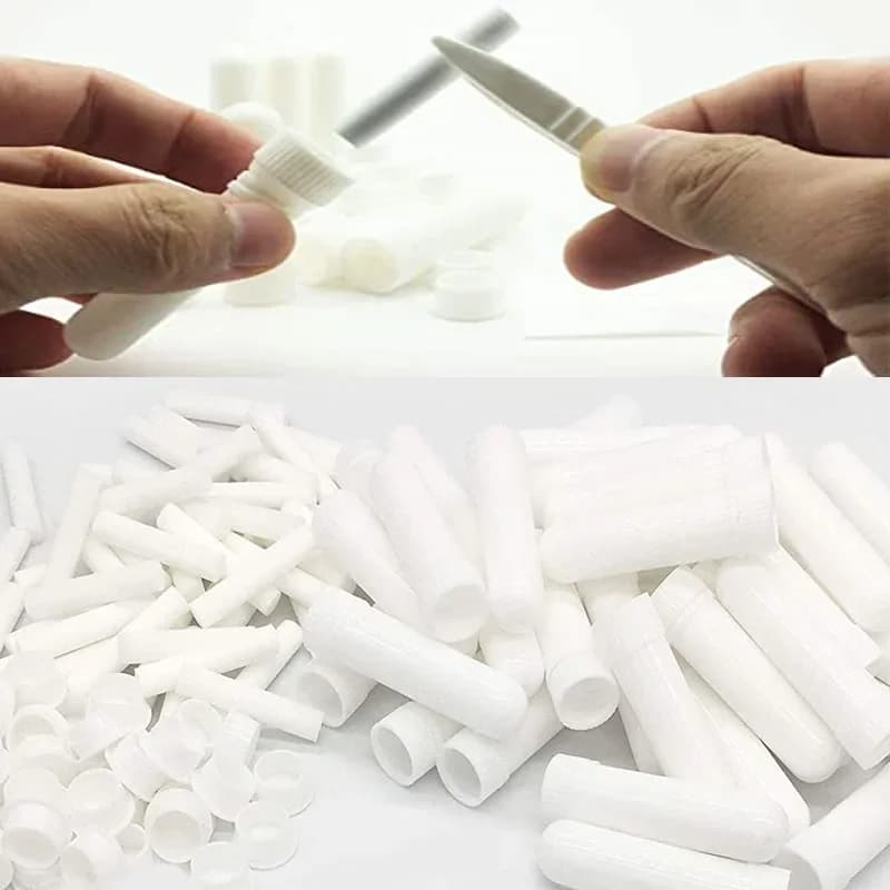 Tubo per dispositivo di aspirazione nasale vuoto da 50 pezzi con nucleo per cintura in stoppini di cotone per bottiglia contenitore portatile da viaggio per olio essenziale per aromaterapia