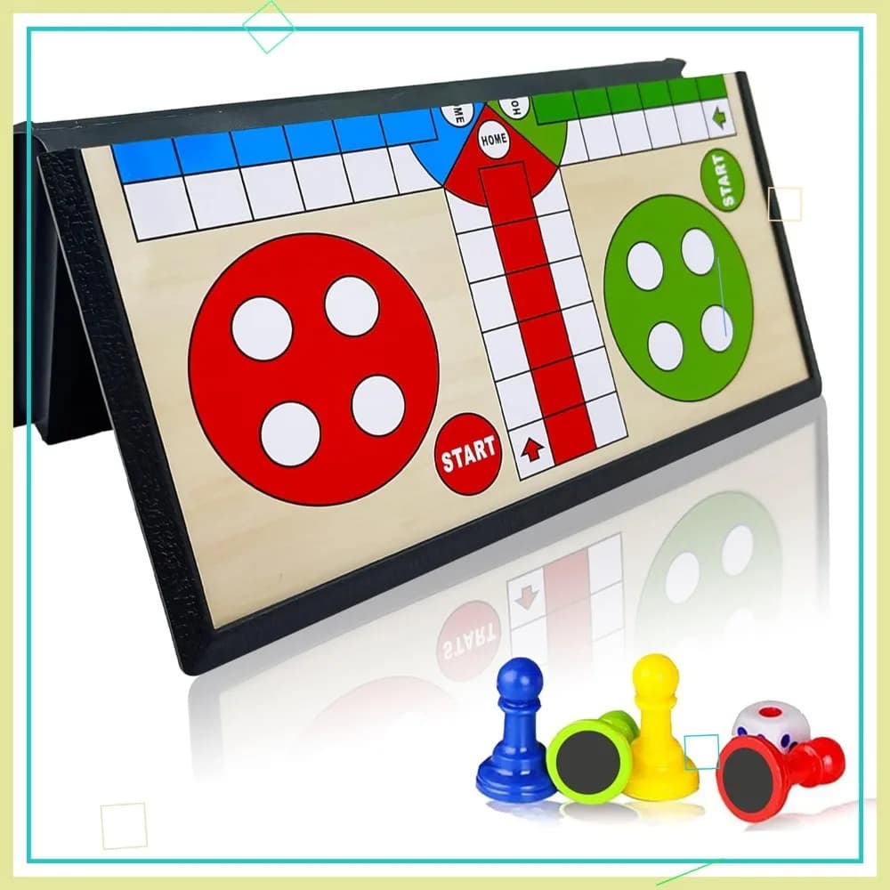 Mini Set da Viaggio di Ludo Magnetico, Design Pieghevole, Leggero, Regalo per Bambini e Bambine (19,4 x 19,4 cm)
