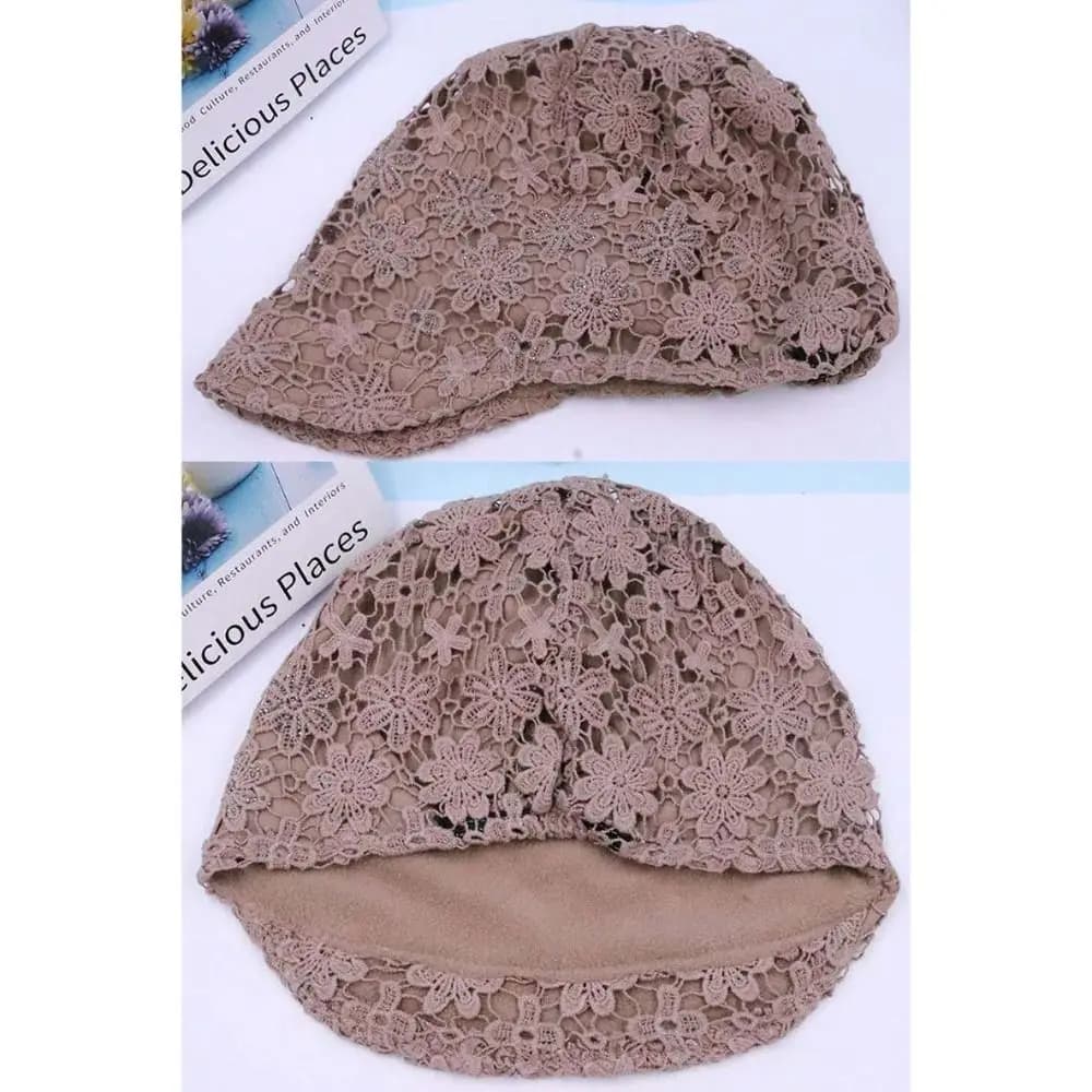 Hollow Out Flower Beanie Cap Breathable Headscarf Wrap Women Baseball Cap Brim Caps Casual Turban Beanies Hat Women Girls