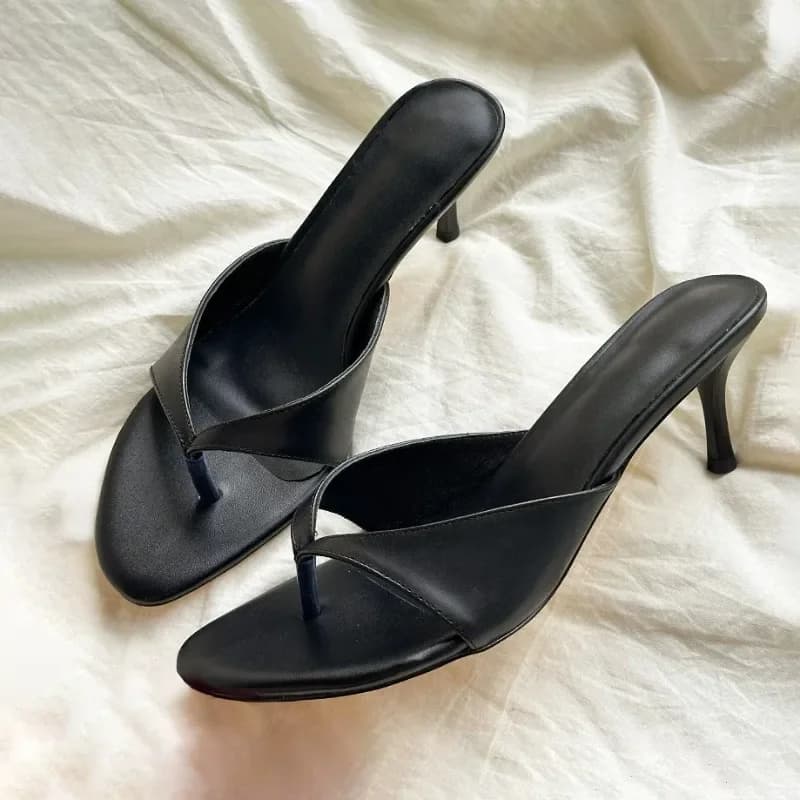 Fashion Round Head Round Toe Clip Toe Shoe Anti-slip Wear Resistant heel high cool washing summer new flip flops