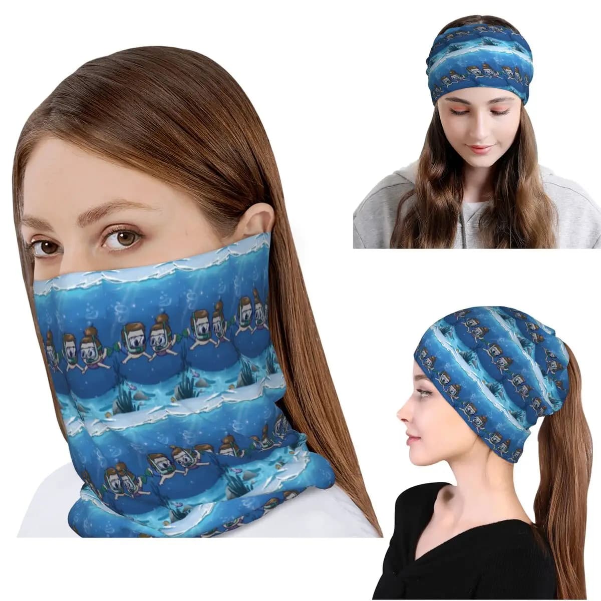 Under Water Couple - Pibubear Bandana, copricollo, sciarpa, maschera multifunzione, berretto, cappello per uomo, donna, adulto, inverno