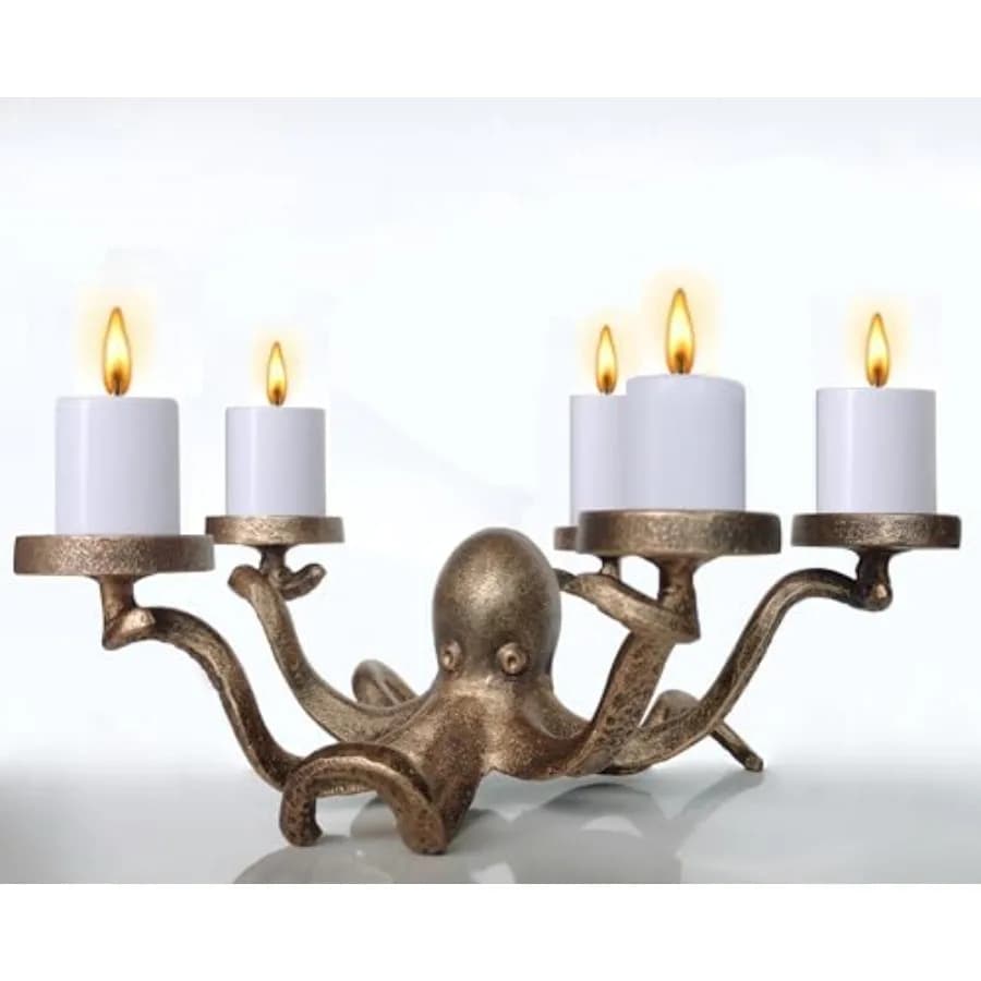Portacandele a Forma di Polpo in Ferro - Candelabro Decorativo a Forma di Polpo - Candelabri per Tealight a Forma di Polpo