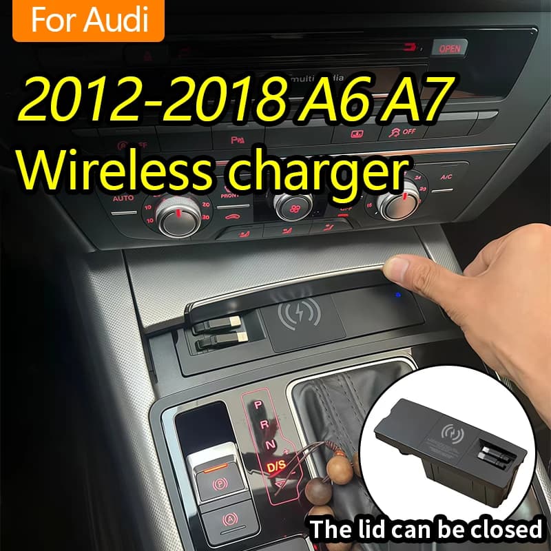 Per Audi 2012-2018 A6 A7 Caricabatteria per auto wireless Cavo telescopico splitter per accendisigari per ricarica rapida per Samsung iPhone