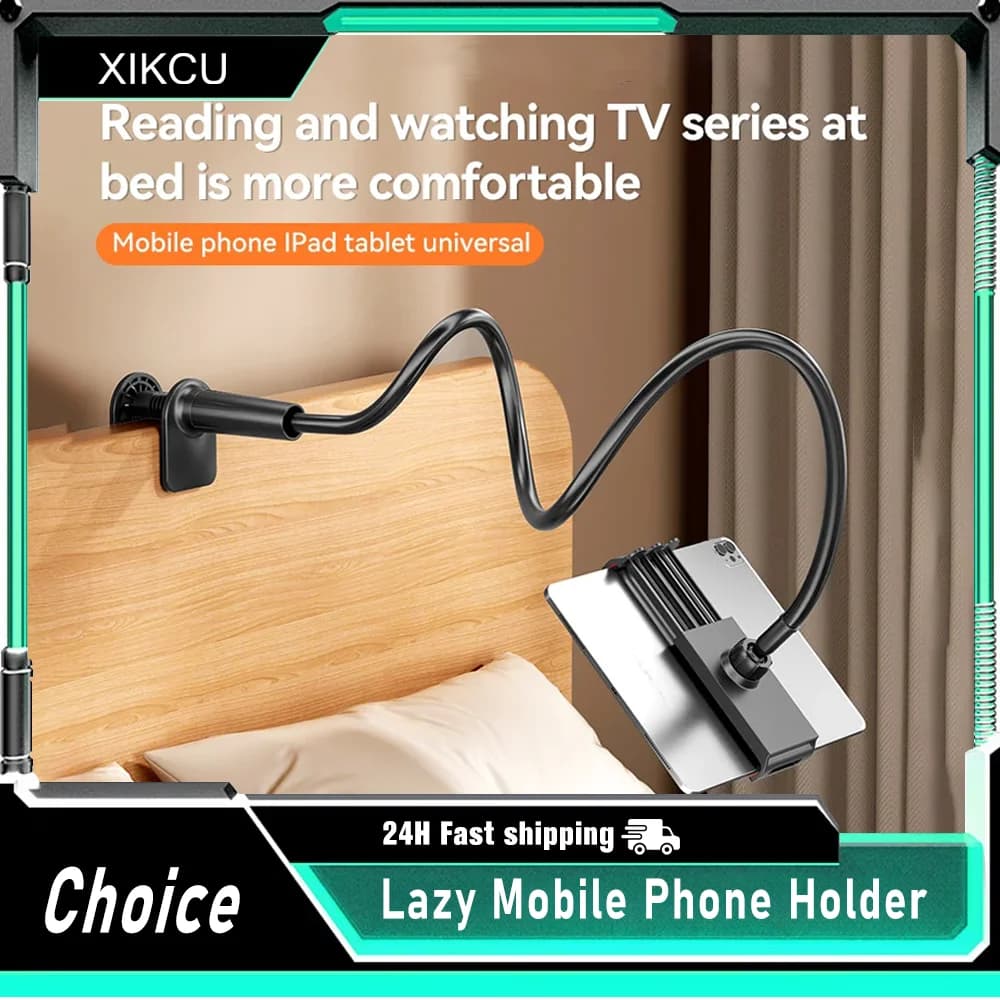 Lazy Holder Spiral Base Bed Top Lazy Artifact Bedhead Phone Tablet Stand for iPad 11 Air Redmi Pad Pro Galaxy Tab Bedside Mount