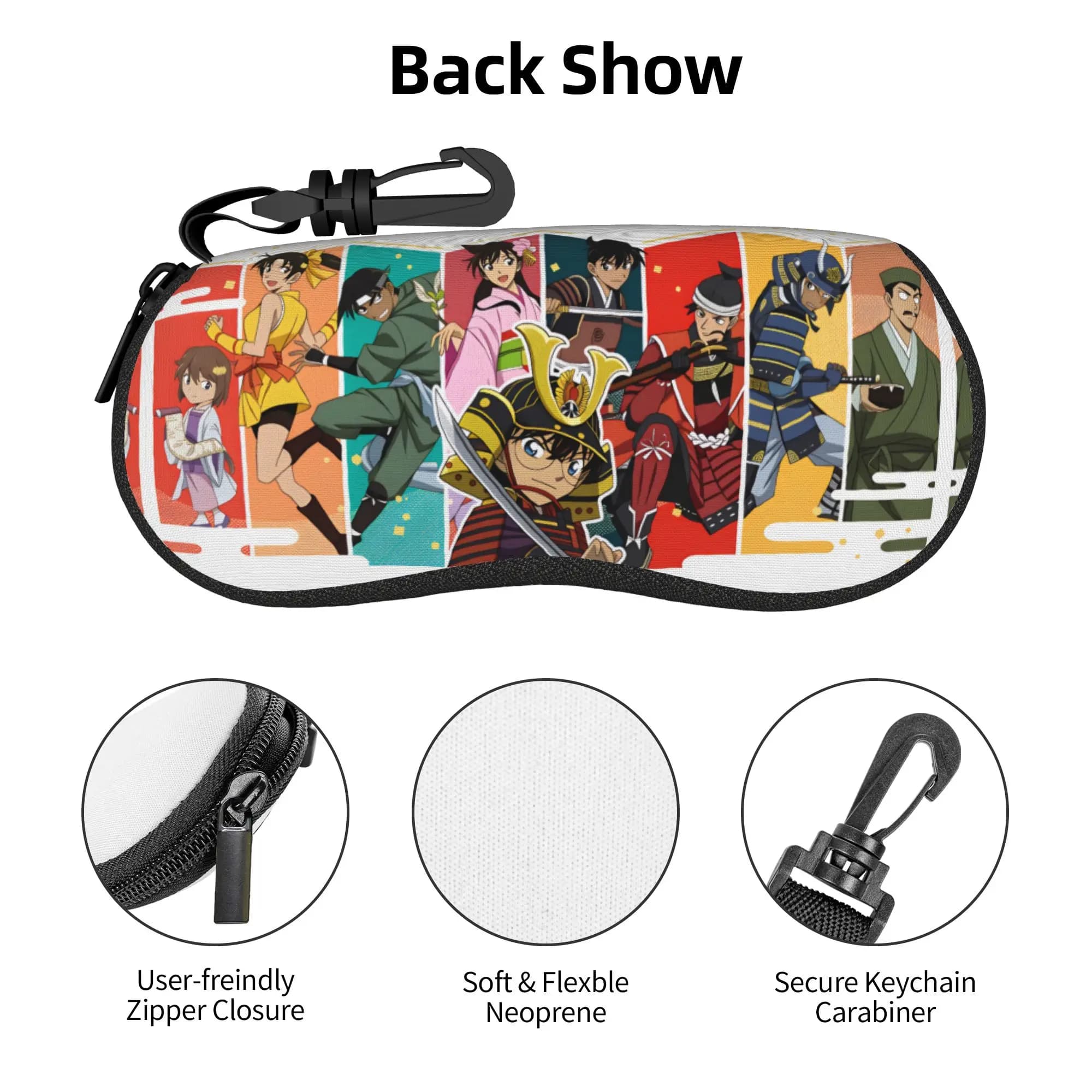 Detective Conan Edogawa Kazuha Toyama Sunglasses Soft Case Neoprene Zipper Shinichi Kudo Shell Eyeglass Case Protective Box For