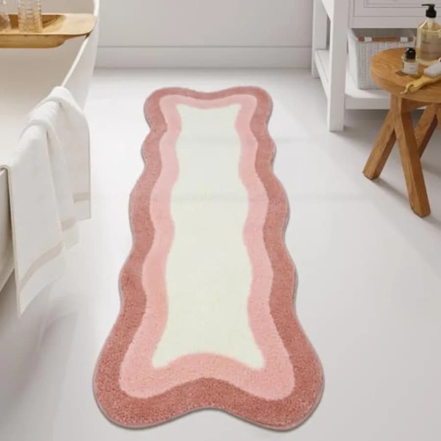 Tappeto da Bagno Antiscivolo Morbido, Tappetini Assorbenti in Microfibra Lavabili, Tappeto a Forma Irregolare per Bagno e Camera da Letto
