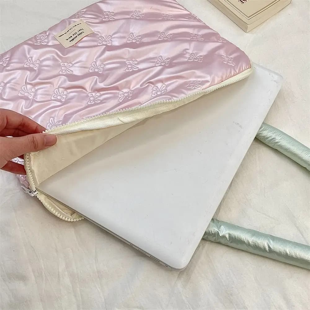 Borsa per Computer con Manico, Custodia per Laptop da 15 Pollici con Design a Fiocco, Borsa Morbida e Carina per Notebook, per Uso Professionale