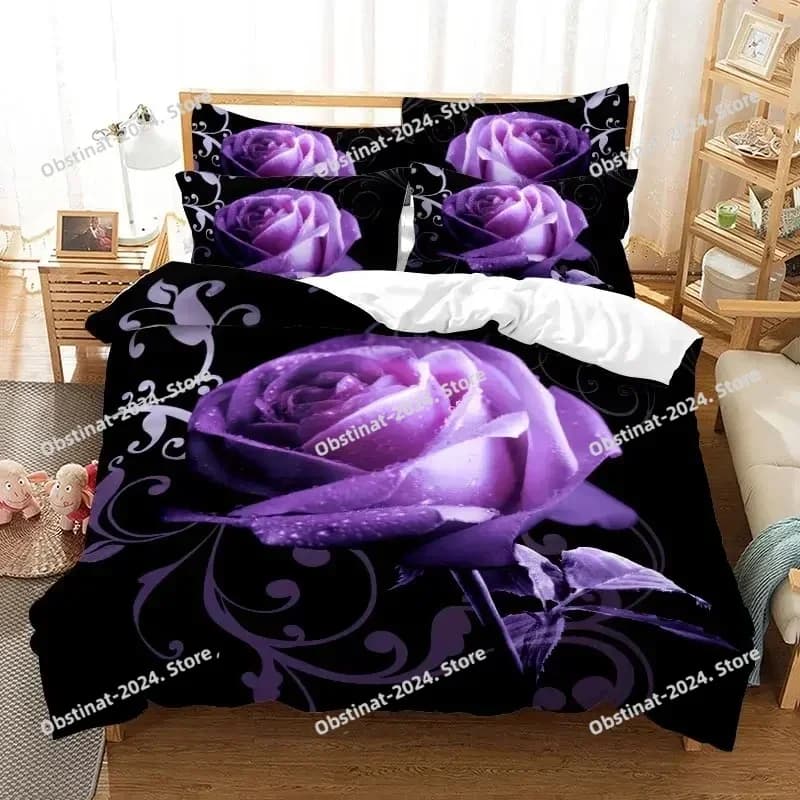 Set biancheria da letto viola Violette Copripiumino per cani Copripiumino Copripiumino 3D Lavanda Farfalla Doppio Completo King Queen Twin Singolo