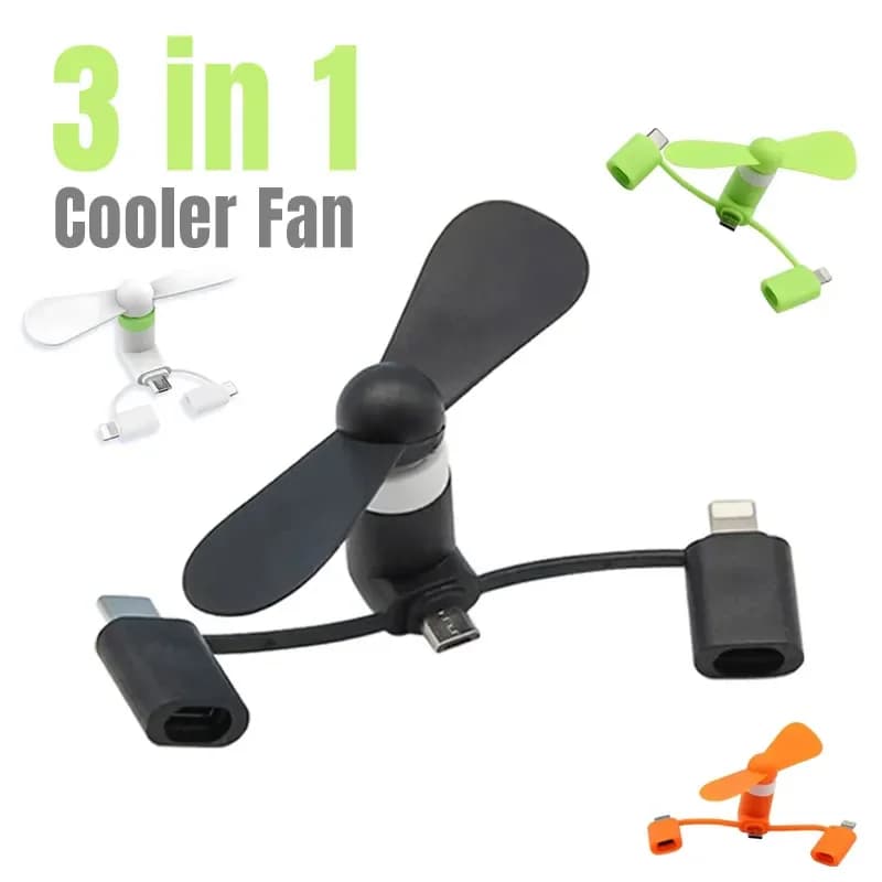 Creative USB Fan Mini Blower Android Type-C 3 in 1 Mobile Blower Portable Gift Dormitory for Samsung Xiaomi Laptop Power Bank Cooling
