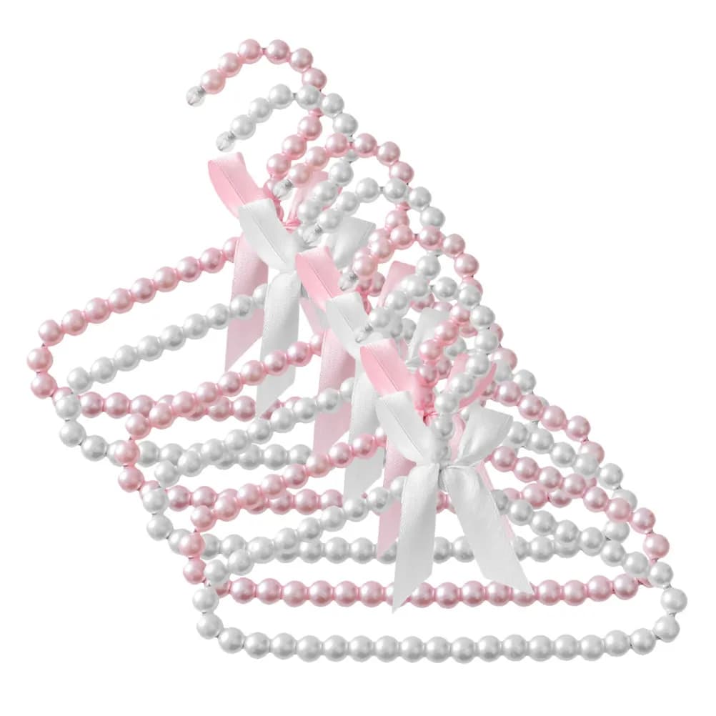 6Pcs Plastic Pearl Hangers Gentle on Delicate Fabrics Space Saving Mini Clothes Hangers for Nursery Closet