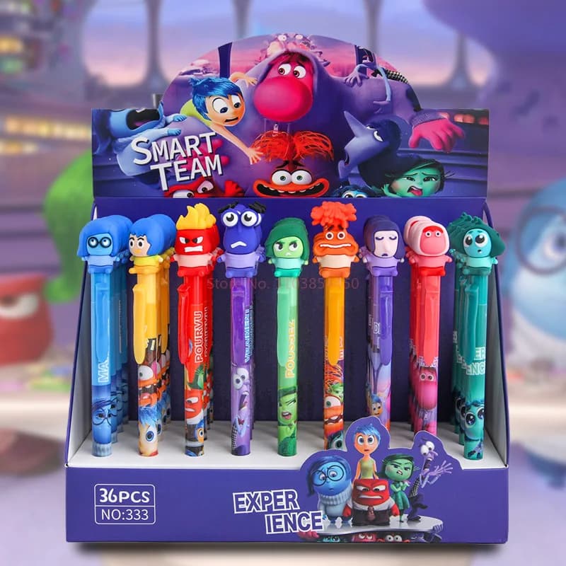 9/36 pezzi Penne Gel Anime Inside Out 2 Cancellabili Blu 0.5mm per Pratica di Scrittura, Regalo per Studenti e Amici, Articoli di Cancelleria Novità