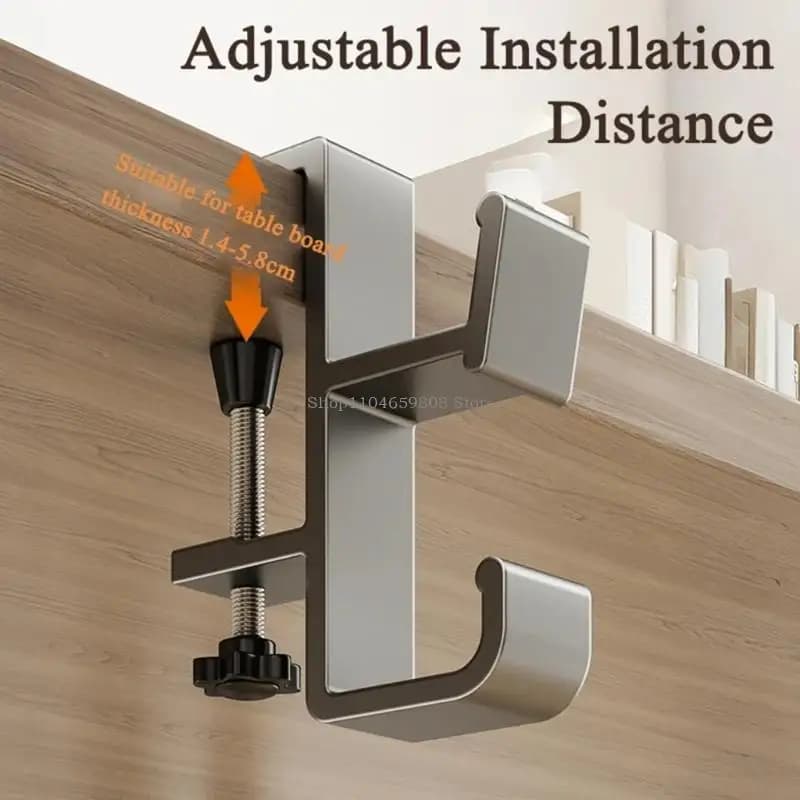 Portable Aluminum Hanging Hook Handbag Rack Removable Multifunctional Desk Side Holder Table for School Office
