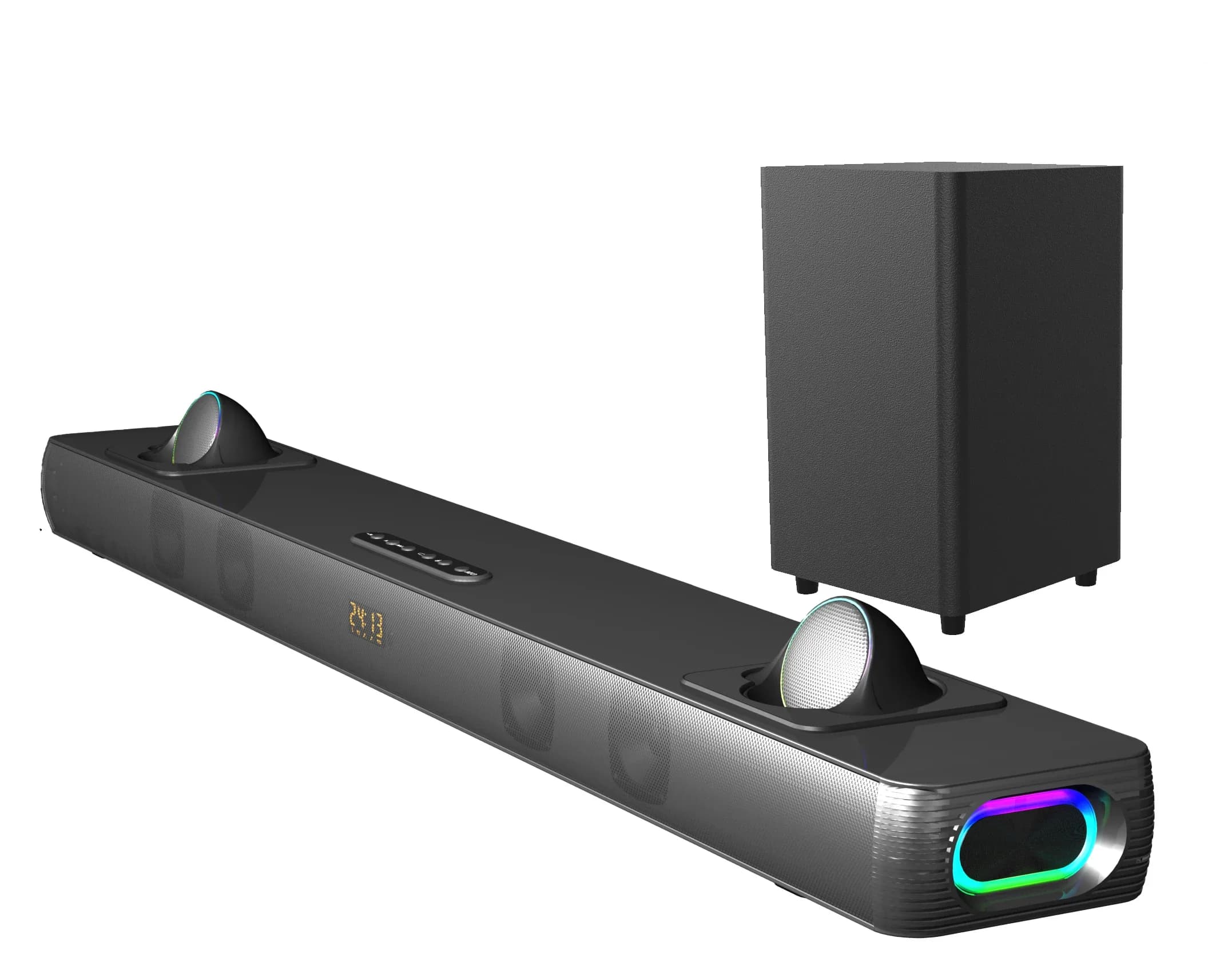 Soundbar Home Theatre 2.1CH Bluetooth per interni con subwoofer indipendente in legno per TV