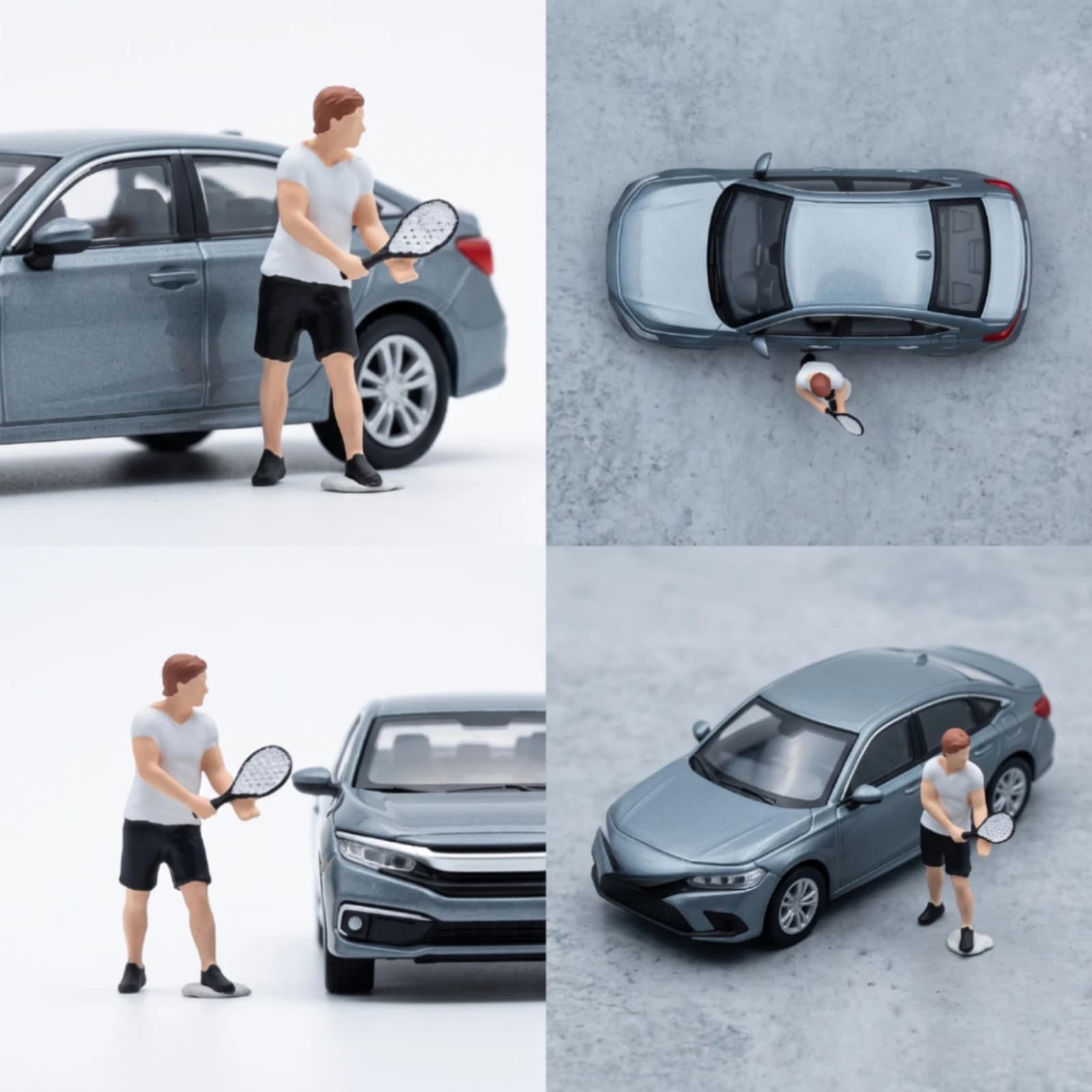 Miniature Tennis Player with Racket Realistic Tennis Player Figure Miniature Figure Model Collectible Diorama Piece Proportional