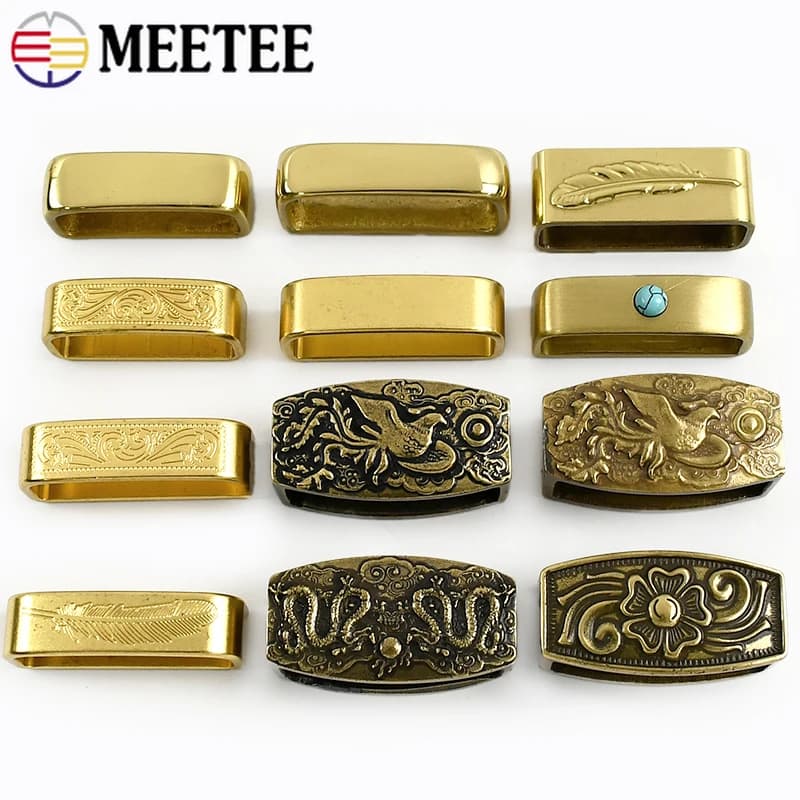 1/2Pcs Meetee 35/40mm Pure Copper Belt Loop Solid Brass O Ring Jeans Waistband Metal Buckles Leather Band Hardware Accessories
