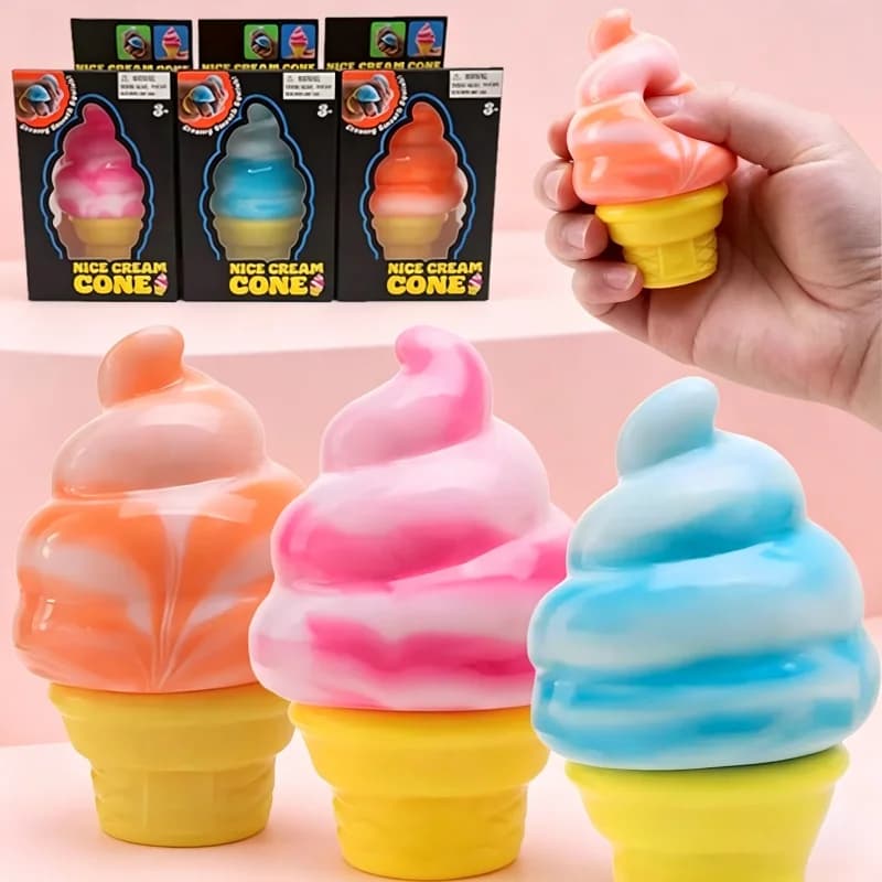 Giocattolo Antistress Colorato a Forma di Gelato, Palla Morbida Elastica per Decompressione, Giocattolo Antistress per Adulti e Bambini