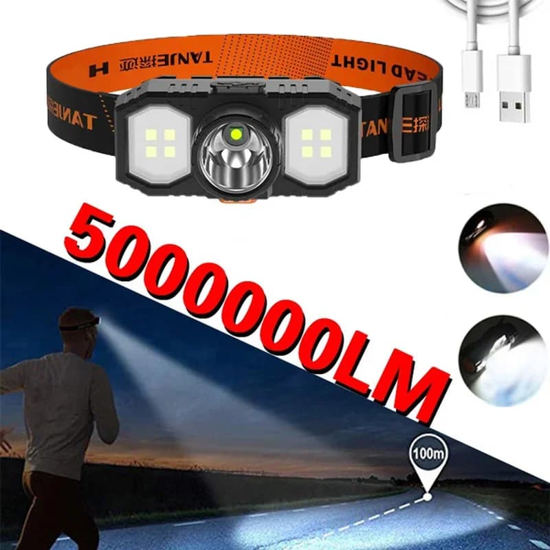 LED Headlight XPE + COB Double Light Source Mini Portable 3 Mode Camping Light Waterproof Outdoor Rechargeable