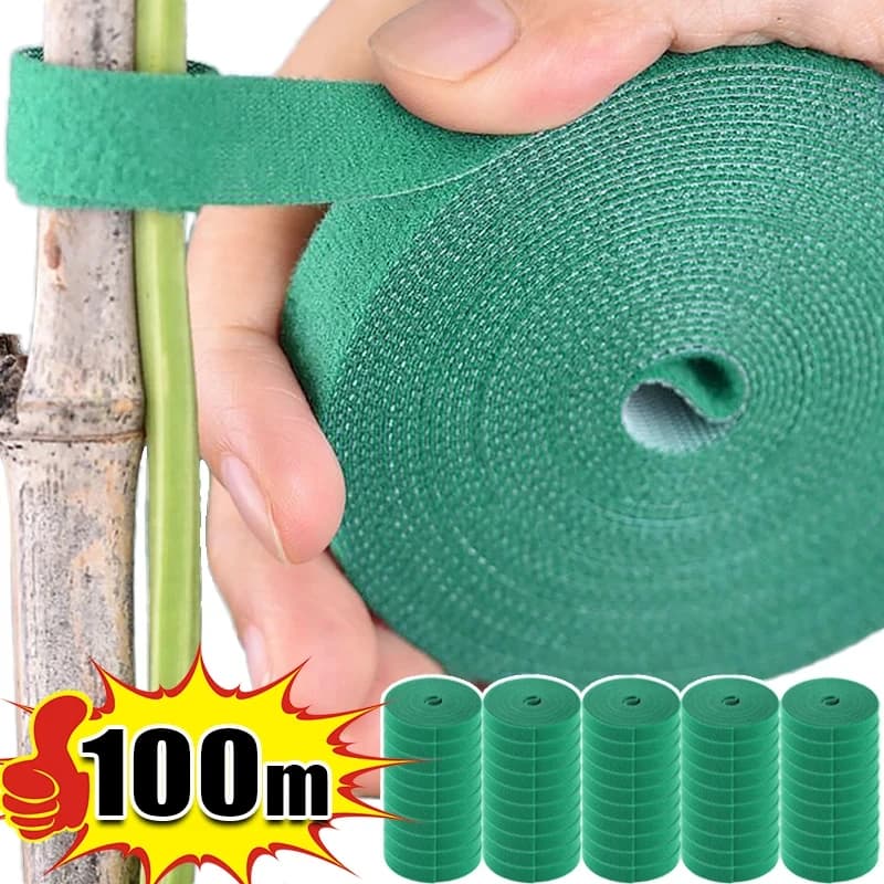 Fascette in Nylon per Piante con Gancio e Anello, Regolabili, Autoadesive, Verdi, Clip di Supporto per Piante Rampicanti, Riutilizzabili, Nastri di Fissaggio Veloci