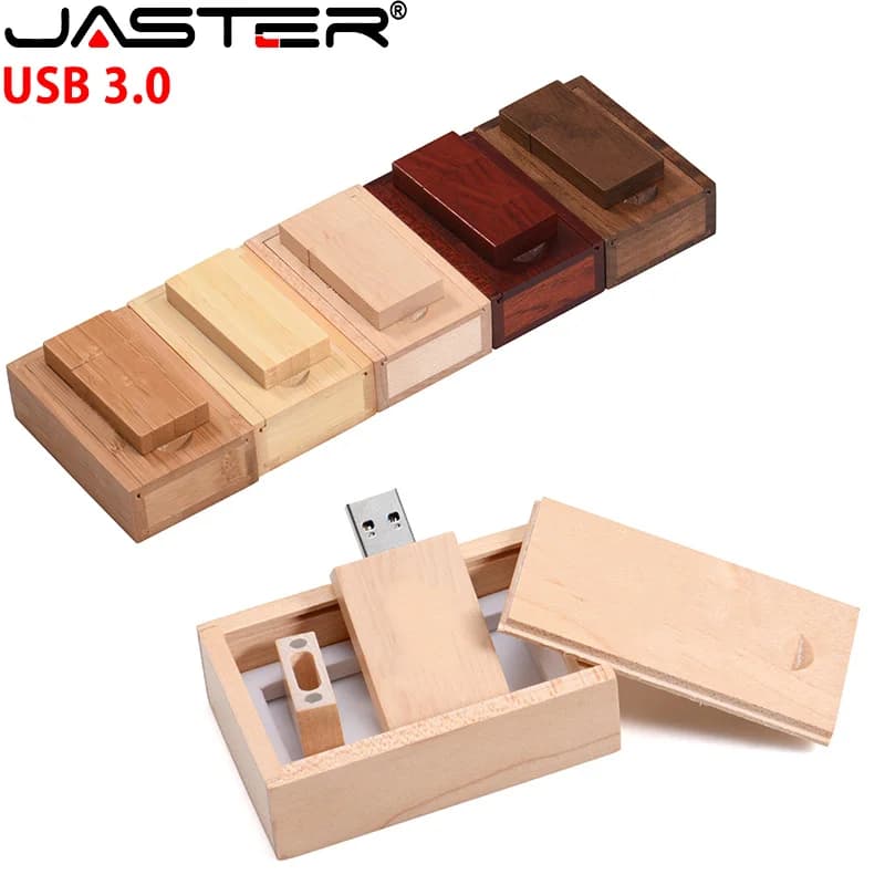 JASTER Wooden Block Chiavetta USB 3.0 Chiavetta USB in legno rosso 4 GB 8 GB 16 GB 32 GB 64 GB 128 GB Memory Stick U Disco (nessun logo personalizzato)
