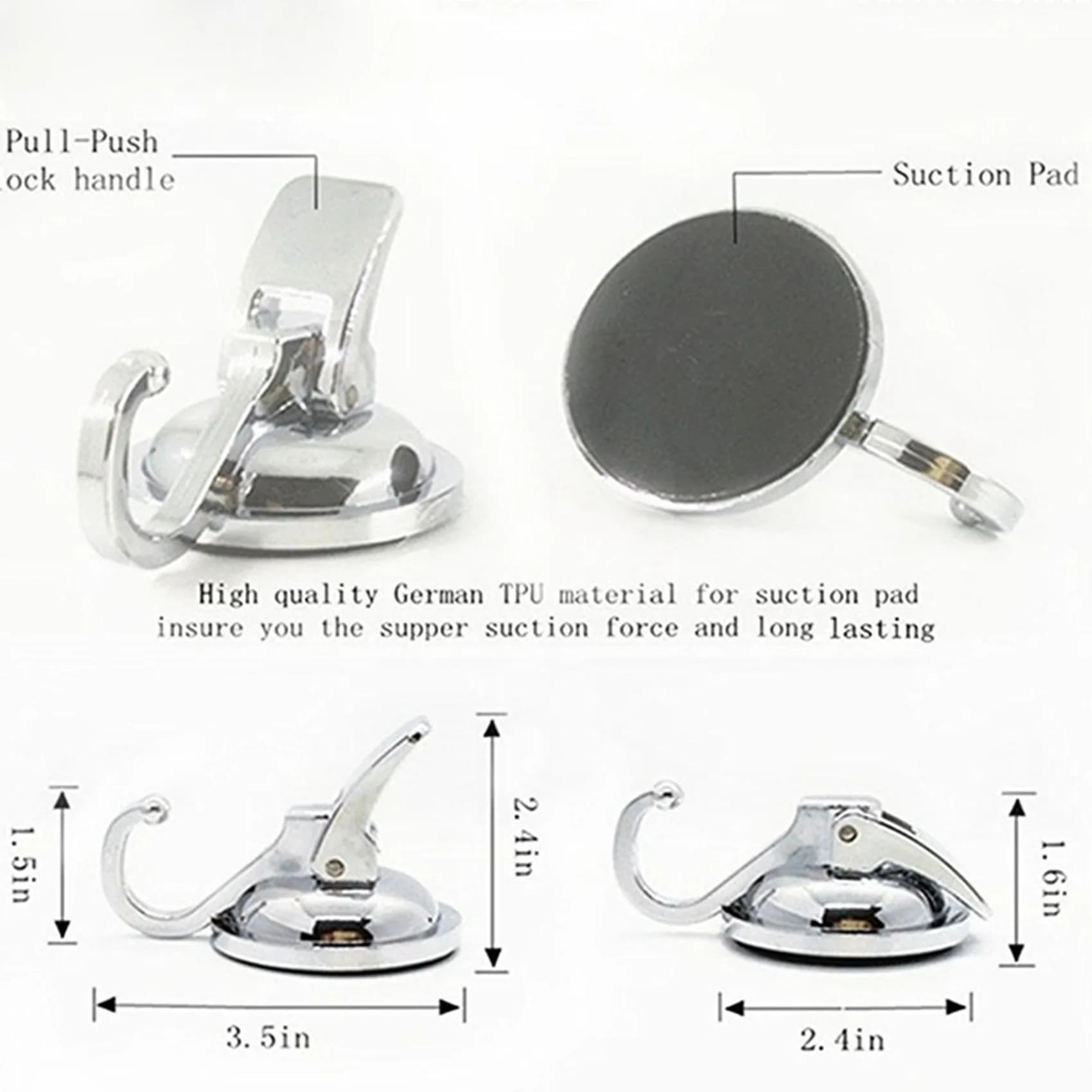 A98E-Ganci a ventosa per carichi pesanti (confezione da 8) per l'organizzazione di cucina, bagno e toilette