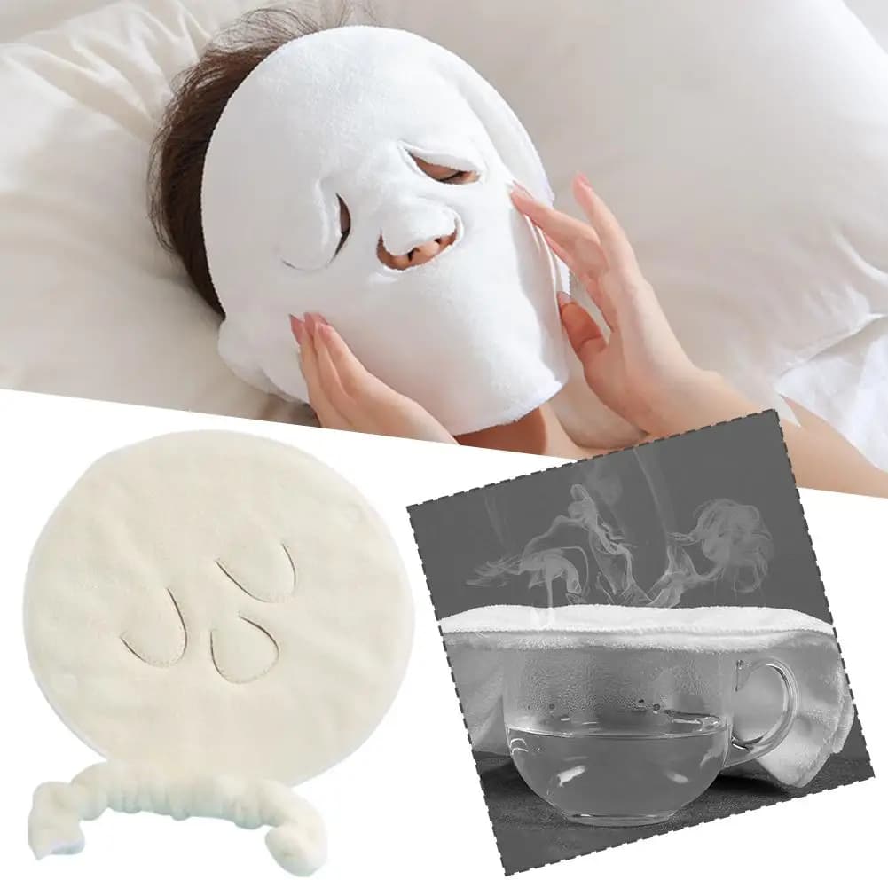 1 pcs hot compress towel reusable cold warm facial steam mask towel for care and relaxation of skin, beauty tool for home use
