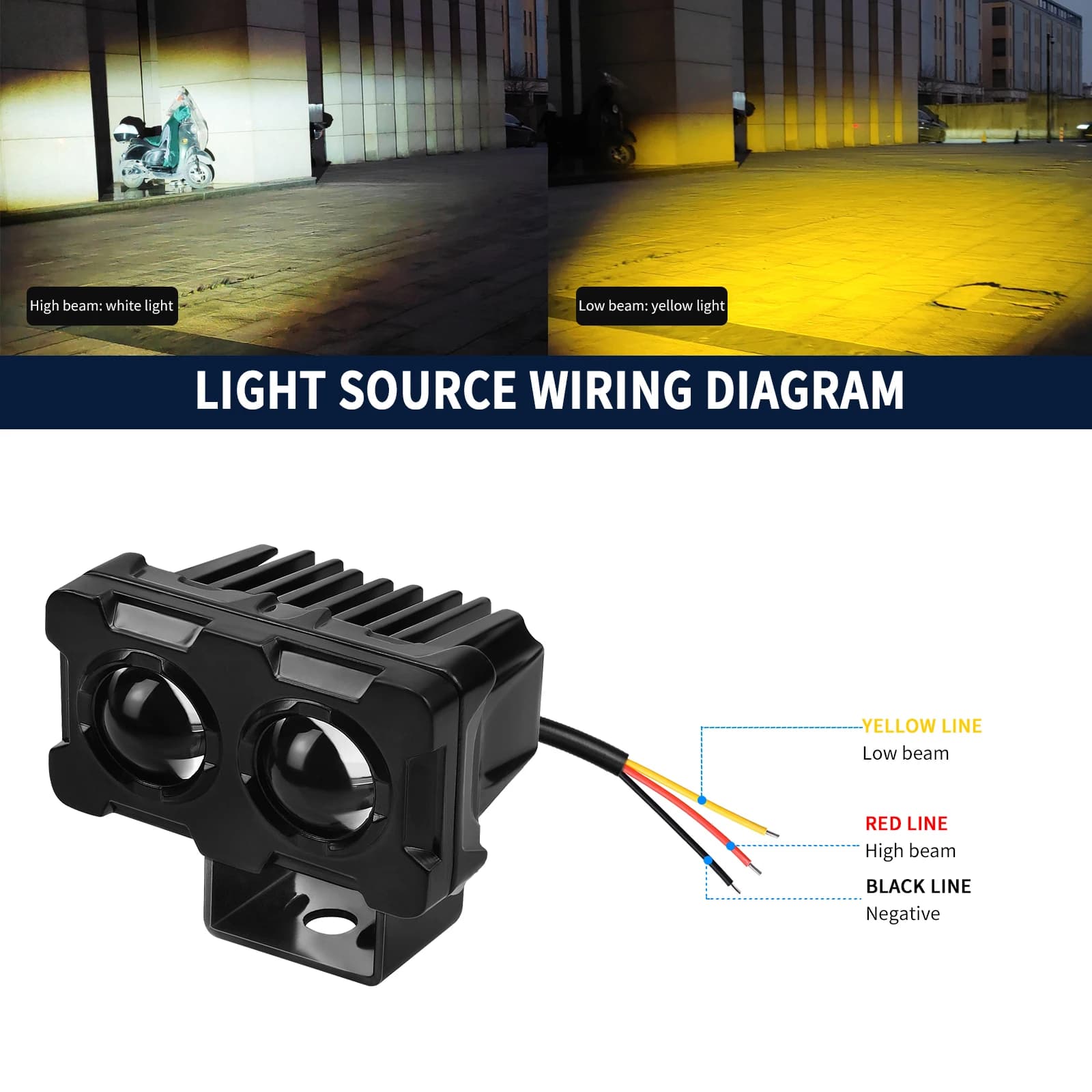 ATV Car Motorcycle LED Auxiliary Spotlight White Yellow Fog Headlight 12V 20W Fog Light 5500LM For Bicycles Truck Off Road
